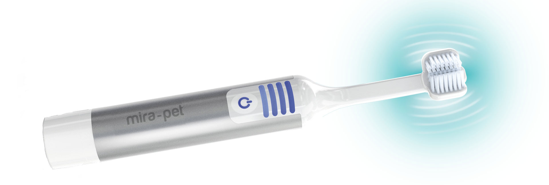 Mira-Pet Ultrasound Toothbrush for dogs, showing the whole toothbrush with ultrasound oscillations